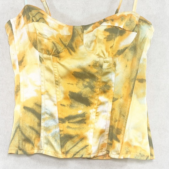 Pretty Little Thing Orange Tie Dye Print Structured Corset Top Size 4 NWT - Picture 5 of 8